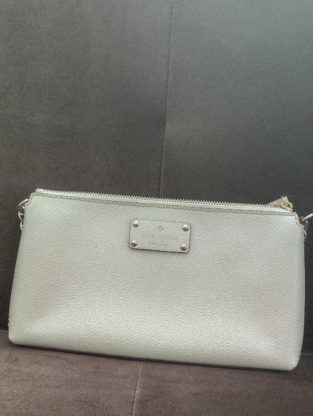 Kate Spade Small Leather Crossbody Wristlet - Light Gray